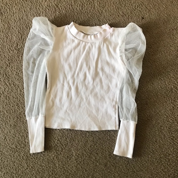 COPY - White balloon sheer top (tagged zara for exposure) size: S worn once - Picture 1 of 1